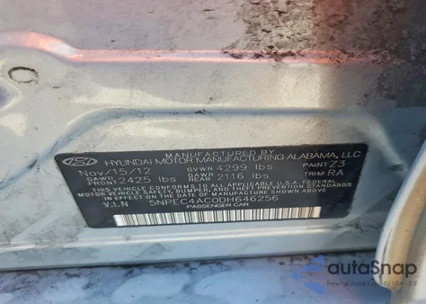 2013 Hyundai Sonata Se из США, поврежденный, VIN 5NPEC4AC0DH646256